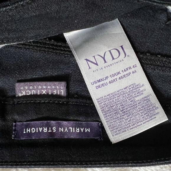 NYDJ Black Slimming Mid Rise Full Length Classic Fit Straight Leg Jeans - Picture 9 of 12